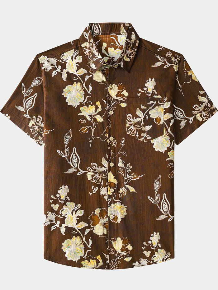 Floral Short Sleeve Vintage Casual Shirt