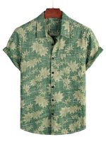 Retro Casual Cotton Hawaiian Shirt for Men with Pocket