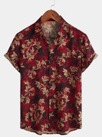 Vintage Floral Hawaiian Summer Short-Sleeve Shirt