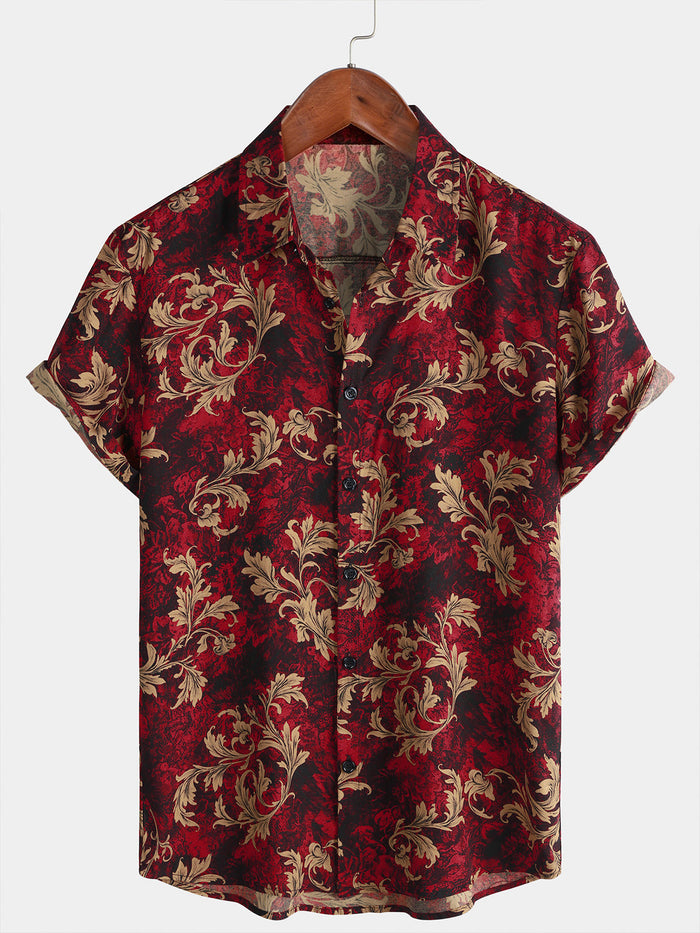 Vintage Floral Hawaiian Summer Short-Sleeve Shirt