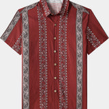 Hawaiian Retro Paisley Stripe Pattern Vacation Shirt