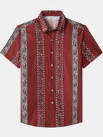 Hawaiian Retro Paisley Stripe Pattern Vacation Shirt