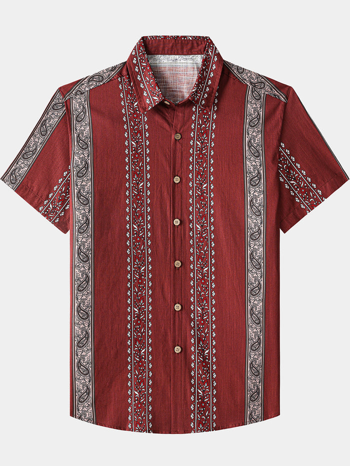 Hawaiian Retro Paisley Stripe Pattern Vacation Shirt