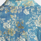 Men's Cotton Short-Sleeve Shirt with Blue Floral Pattern