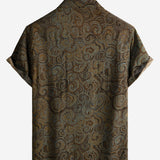 Brown Casual Vacation Button-Up Short Sleeve Shirt