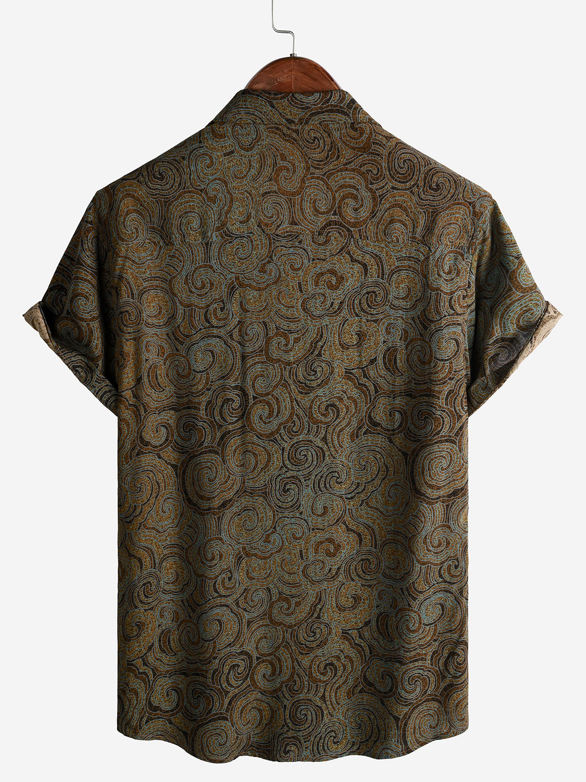 Brown Casual Vacation Button-Up Short Sleeve Shirt