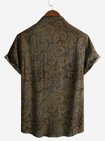 Brown Casual Vacation Button-Up Short Sleeve Shirt
