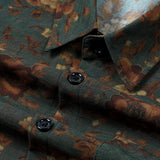 Vintage Floral Print Short Sleeve Shirt with Pocket