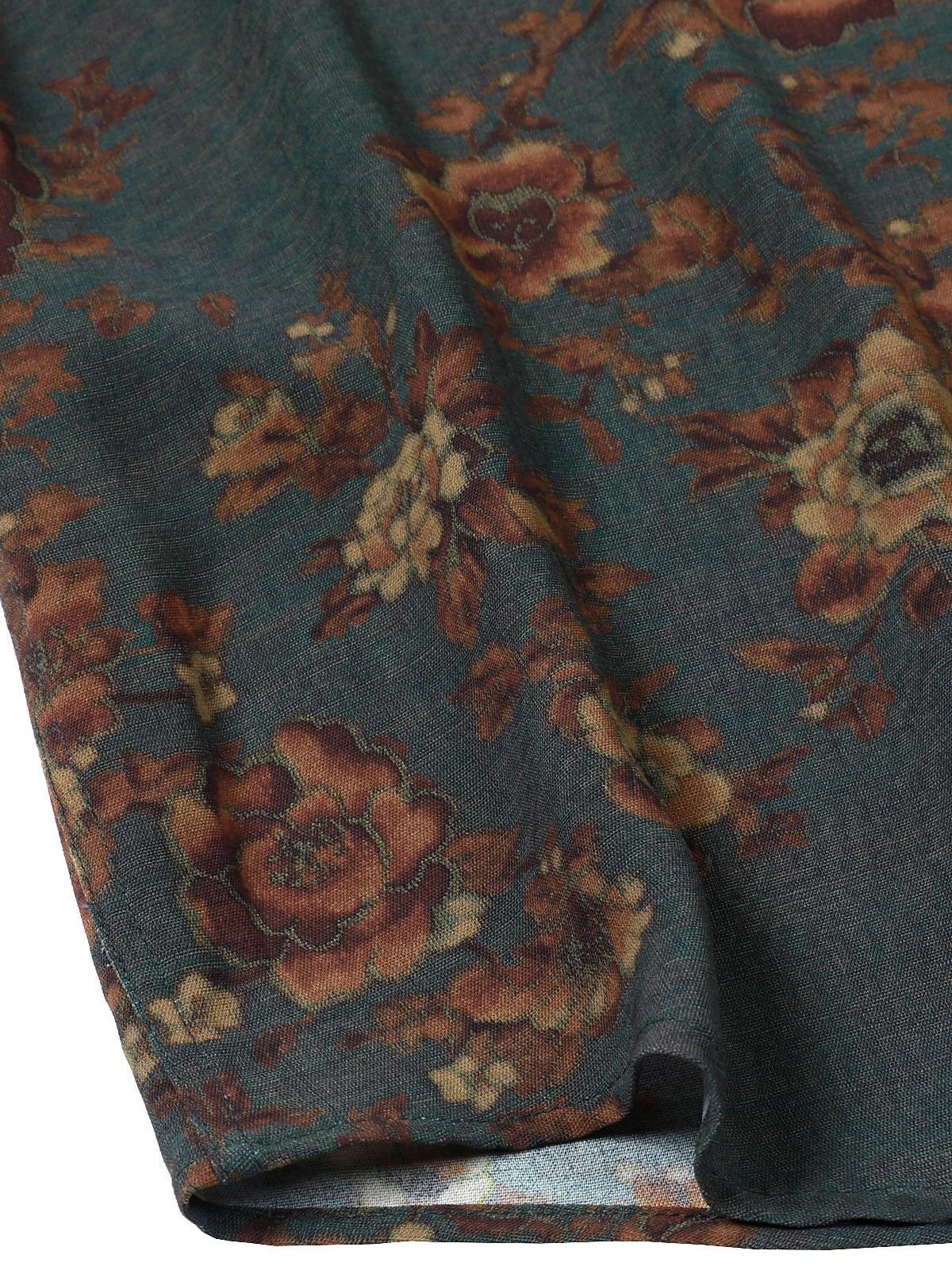 Vintage Floral Print Short Sleeve Shirt with Pocket