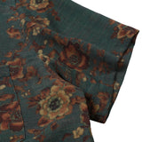 Vintage Floral Print Short Sleeve Shirt with Pocket
