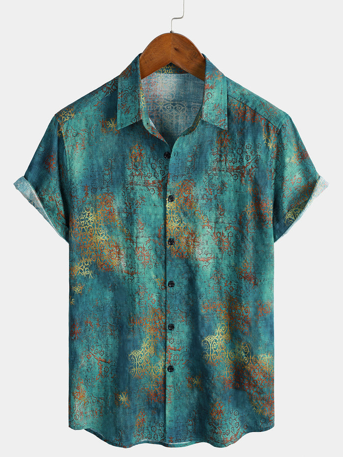 Hawaiian Short-Sleeve Tropical Blue Vacation Shirt