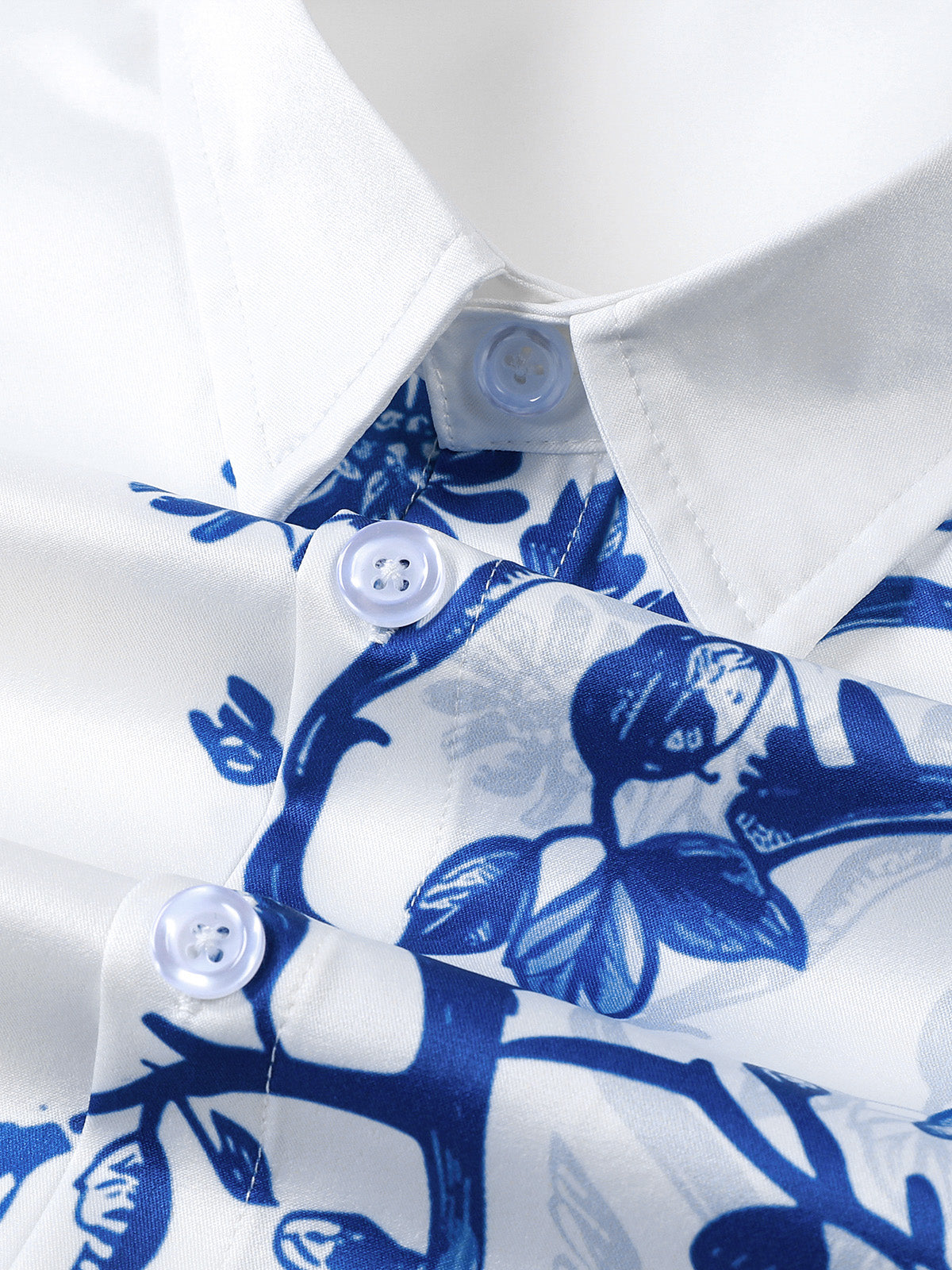 Blue Hawaiian Floral Print Summer Beach Cruise Short Sleeve Shirt