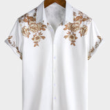 Hawaiian Floral Print Button Casual Collar Short Sleeve Shirt
