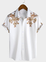 Hawaiian Floral Print Button Casual Collar Short Sleeve Shirt