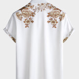 Hawaiian Floral Print Button Casual Collar Short Sleeve Shirt