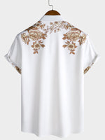 Hawaiian Floral Print Button Casual Collar Short Sleeve Shirt