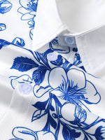 Blue Hawaiian Floral Print Short Sleeve Cruise Party Shirt