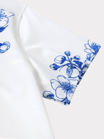 Blue Hawaiian Floral Print Short Sleeve Cruise Party Shirt