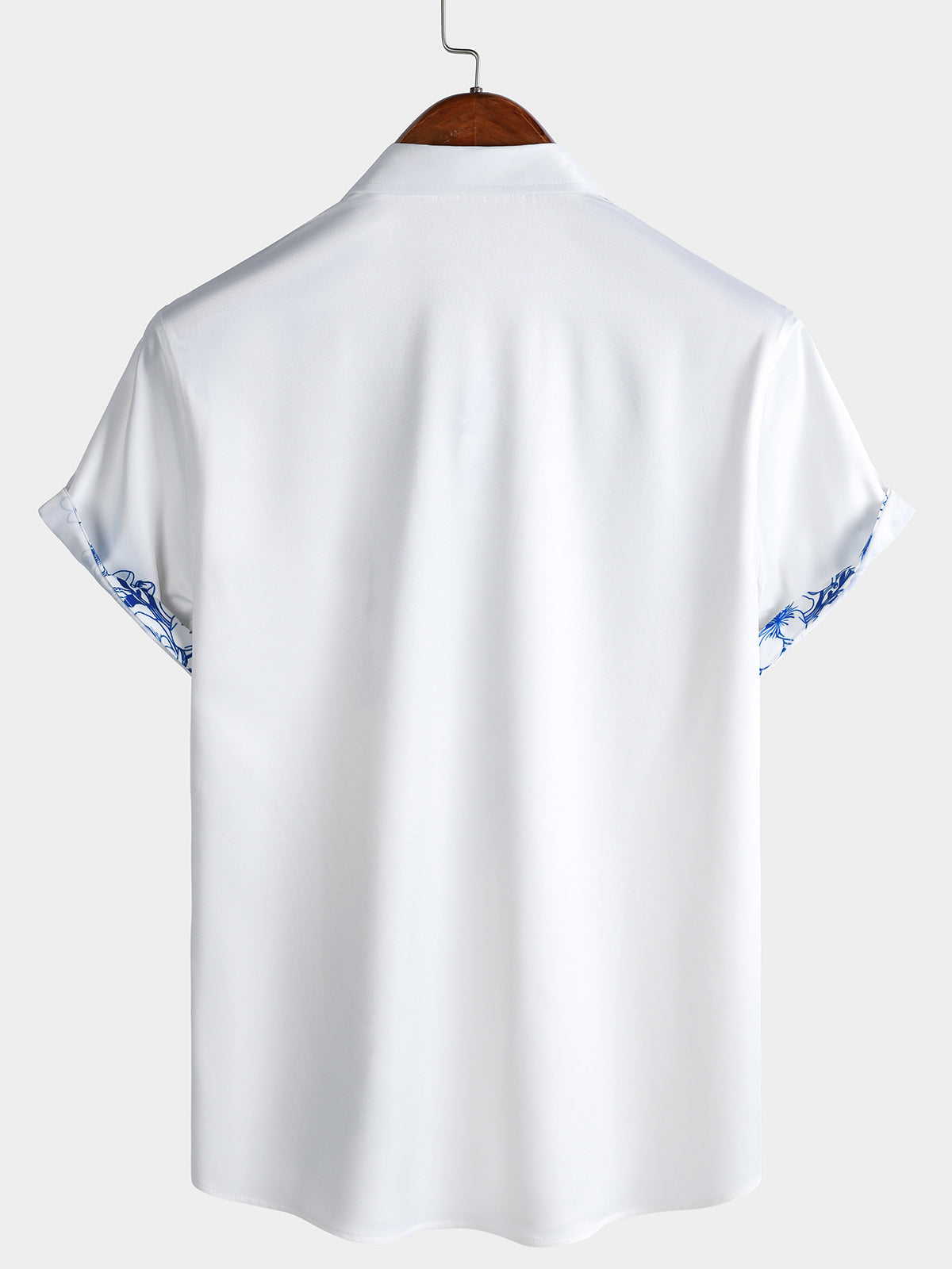 Blue Hawaiian Floral Print Short Sleeve Cruise Party Shirt