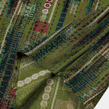 Retro Soft Green Geometric Print Vacation Style Button-Up Short Sleeve Shirt