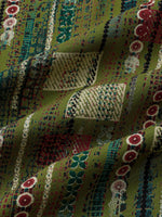 Retro Soft Green Geometric Print Vacation Style Button-Up Short Sleeve Shirt