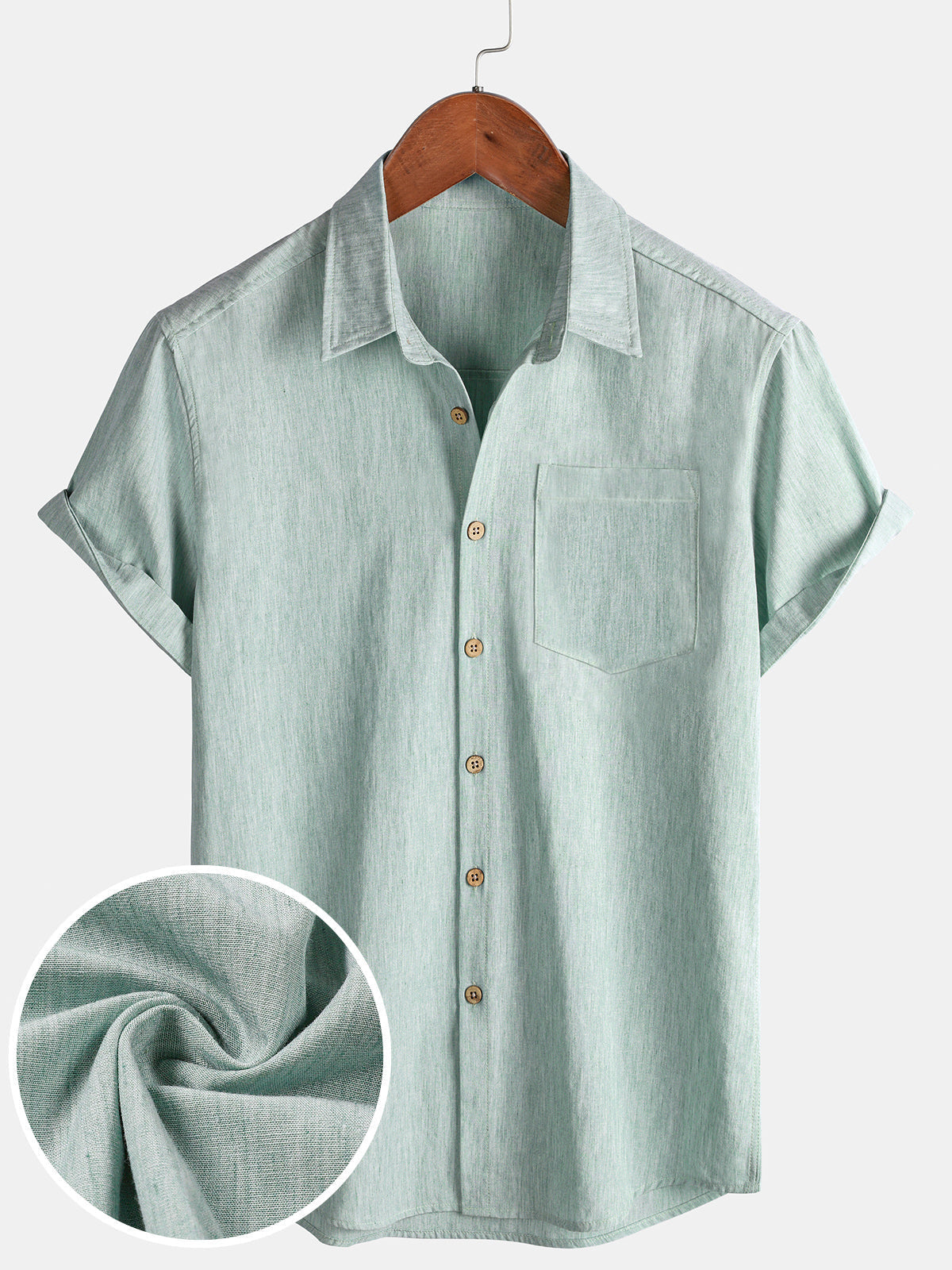 Comfort Sport Solid Green Short Sleeve Shirt