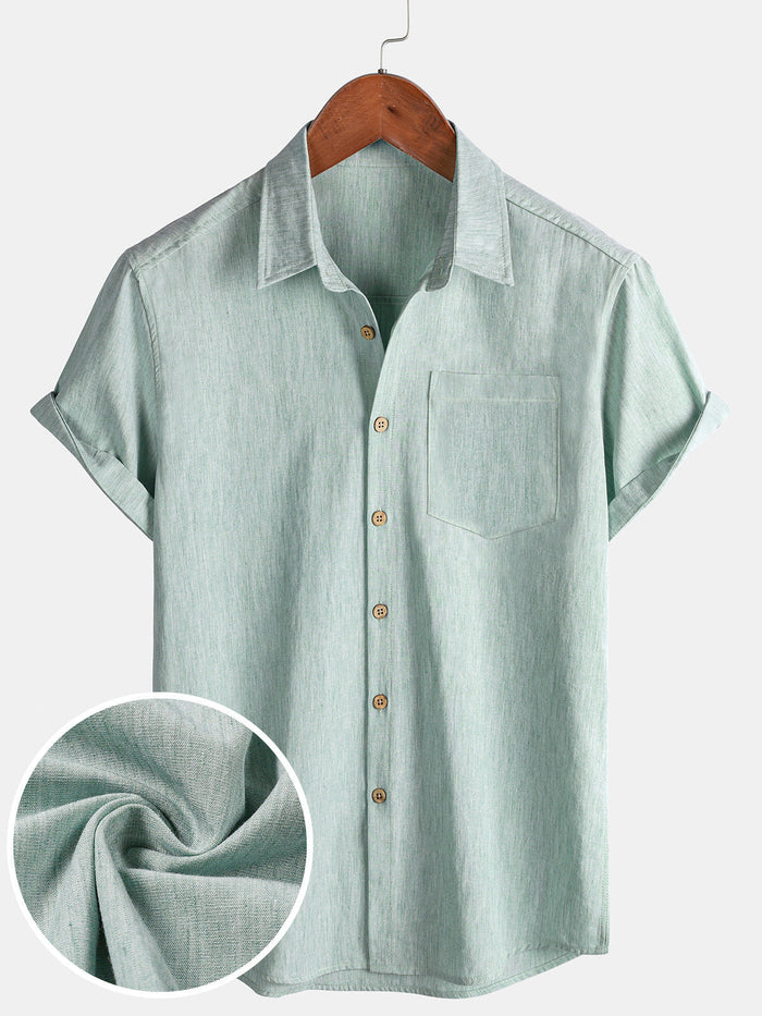 Comfort Sport Solid Green Short Sleeve Shirt