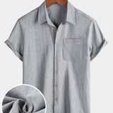 Comfort Sport Casual Solid Grey Short Sleeve Shirt