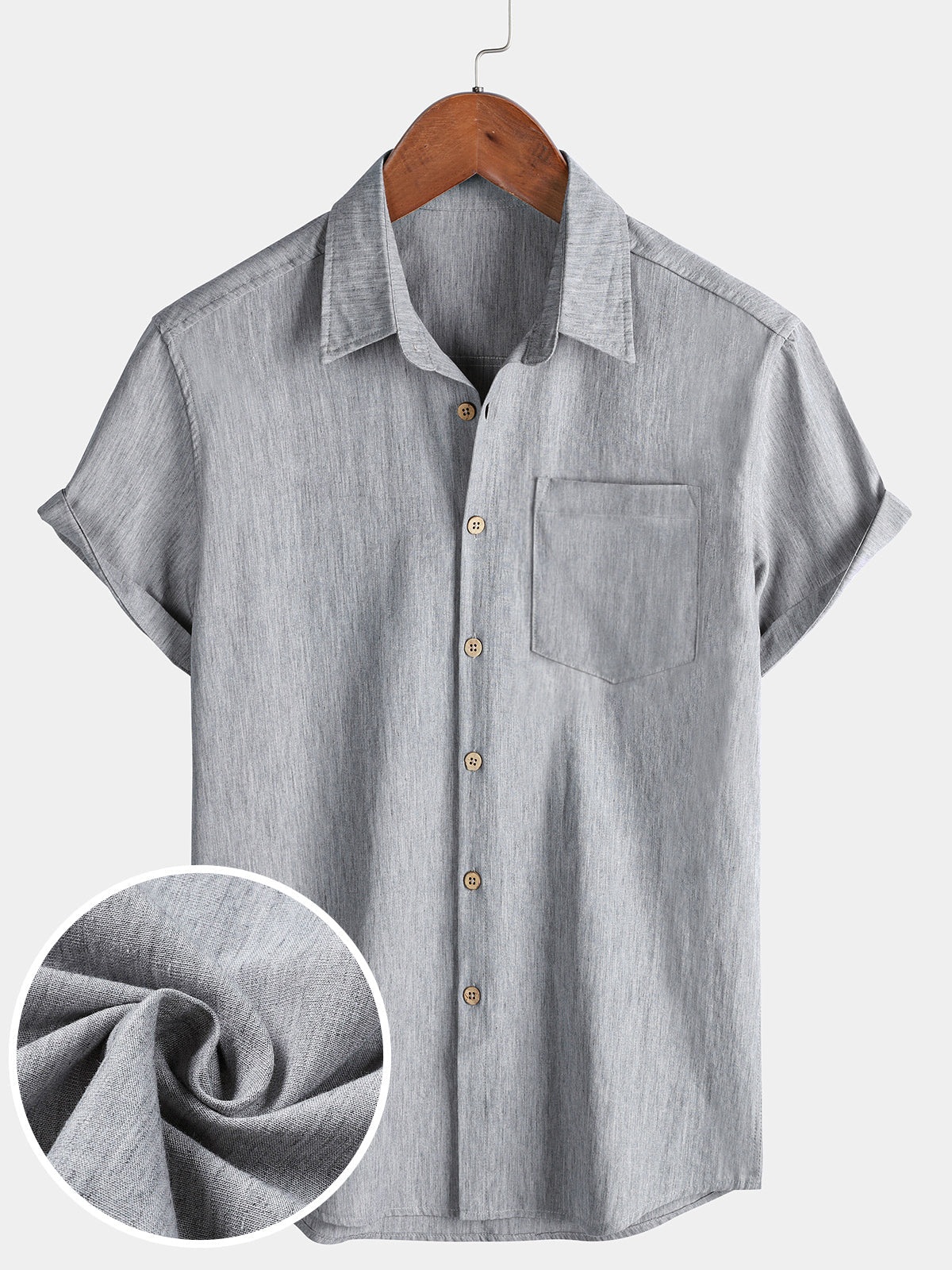 Comfort Sport Casual Solid Grey Short Sleeve Shirt
