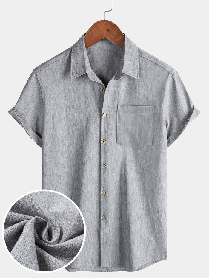 Comfort Sport Casual Solid Grey Short Sleeve Shirt