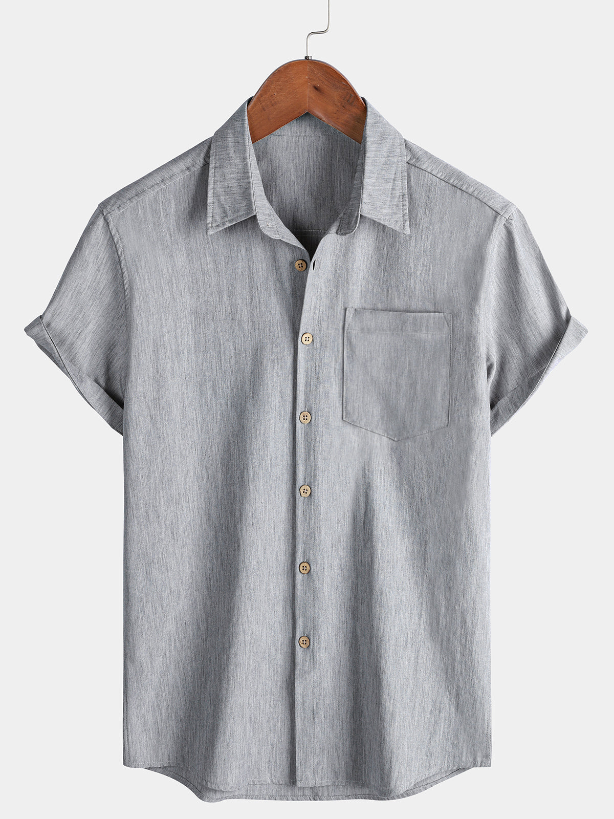 Comfort Sport Casual Solid Grey Short Sleeve Shirt
