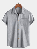 Comfort Sport Casual Solid Grey Short Sleeve Shirt