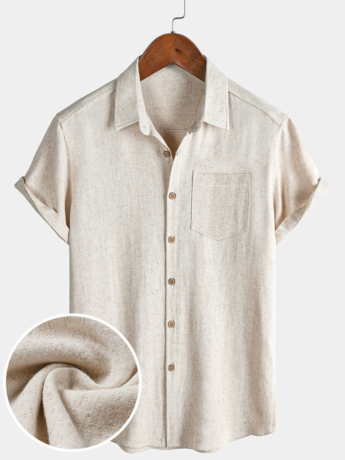 Comfort Sport Solid Beige Short Sleeve Shirt