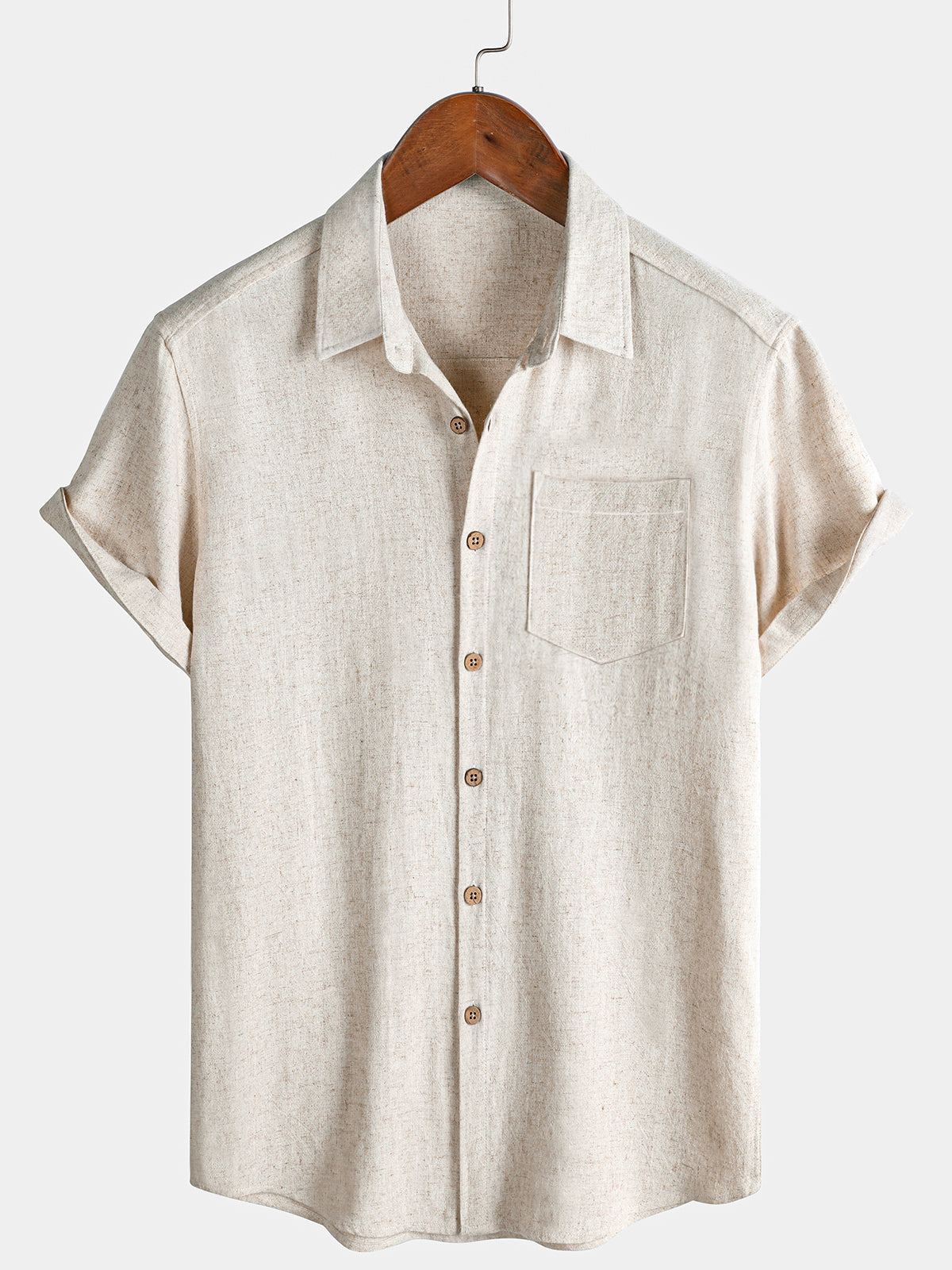 Comfort Sport Solid Beige Short Sleeve Shirt