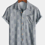 Grey Aztec Vintage Short-Sleeve Shirt