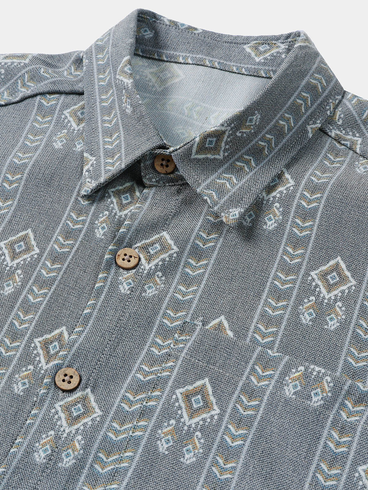 Grey Aztec Vintage Short-Sleeve Shirt