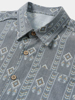 Grey Aztec Vintage Short-Sleeve Shirt