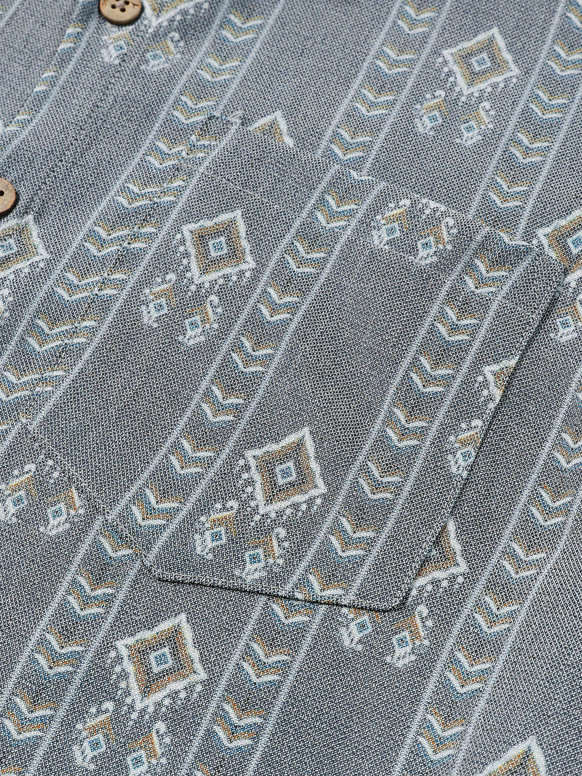 Grey Aztec Vintage Short-Sleeve Shirt