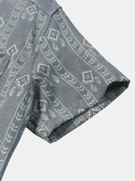 Grey Aztec Vintage Short-Sleeve Shirt