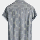 Grey Aztec Vintage Short-Sleeve Shirt