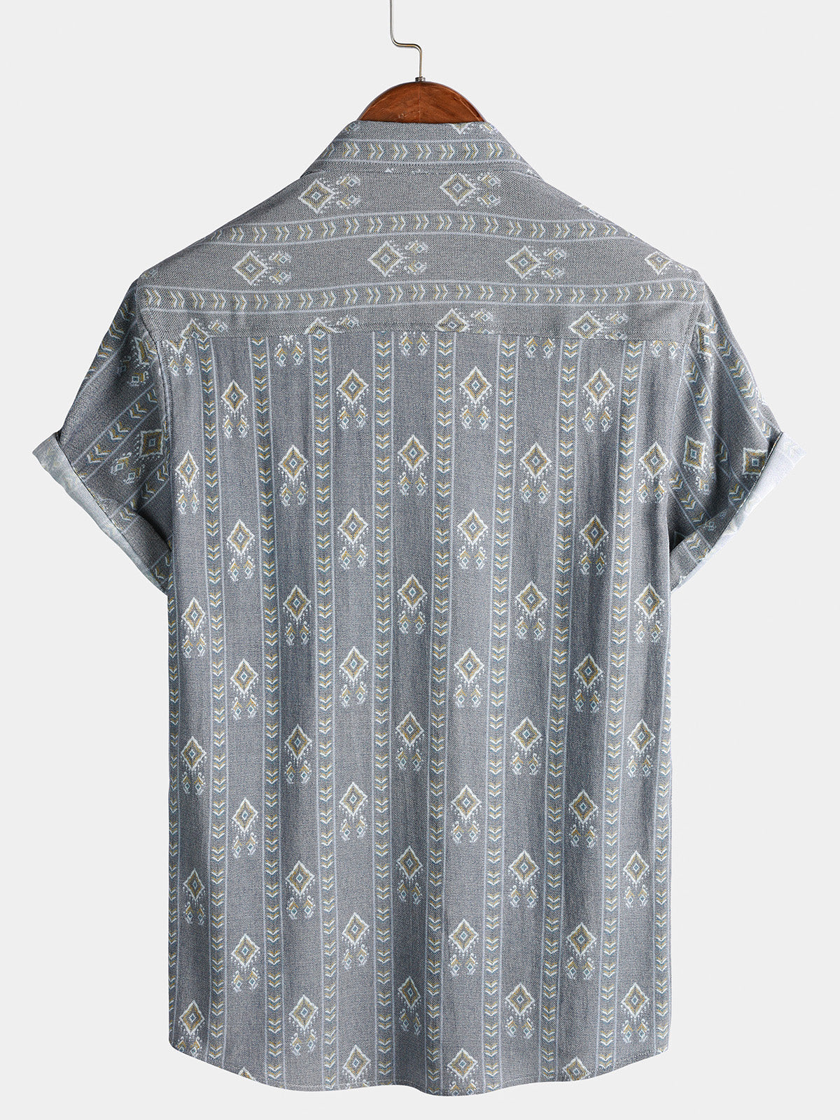 Grey Aztec Vintage Short-Sleeve Shirt