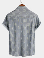 Grey Aztec Vintage Short-Sleeve Shirt