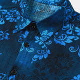 Blue Hawaiian Floral Vacation Style Short Sleeve Shirt