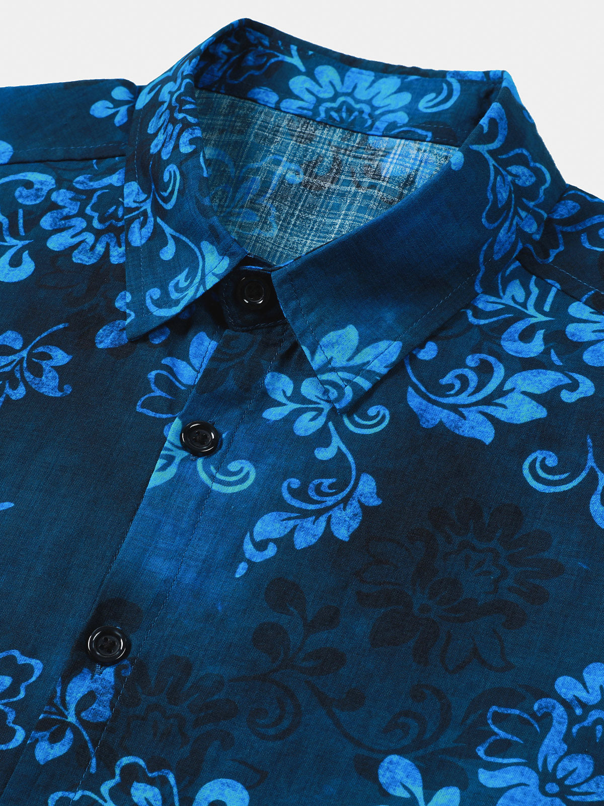Blue Hawaiian Floral Vacation Style Short Sleeve Shirt