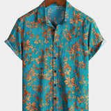 Soft and Breathable Retro Floral Pattern Short Sleeve Shirt