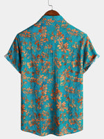 Soft and Breathable Retro Floral Pattern Short Sleeve Shirt