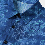 Blue Hawaiian Floral Print Short Sleeve Shirt
