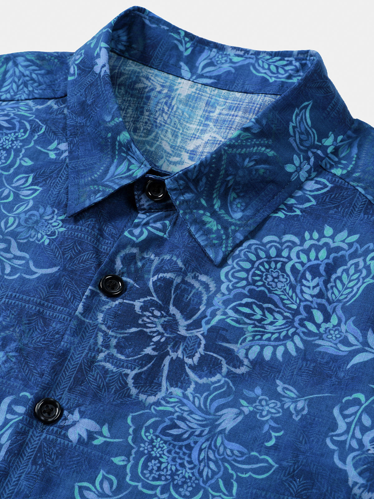 Blue Hawaiian Floral Print Short Sleeve Shirt