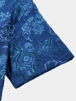 Blue Hawaiian Floral Print Short Sleeve Shirt