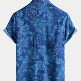 Blue Hawaiian Floral Print Short Sleeve Shirt